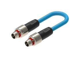 RP12M-MSSV8X-RP12M-MSSV8X-0552-0300 - LUMBERG AUTOMATION - RP12M-MSSV8X-RP12M-MSSV8X-0552-0300 - Sensor Cable, Railway Push Pull, X Code, M12 Plug, M12 Plug, 8 Positions, 3 m, 9.8 ft
