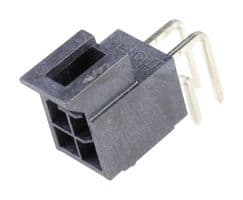 105314-1304 - MOLEX - 105314-1304 - Pin Header, Black, Wire-to-Board, 2.5 mm, 2 Rows, 4 Contacts, Through Hole Right Angle