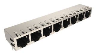 RJE09888A410 - AMPHENOL COMMUNICATIONS SOLUTIONS - RJE09888A410 - Modular Connector, RJ45 Jack, 1 x 8 (Ganged), 8P8C, Cat5, Through Hole Mount