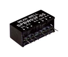 SPBW03F-05 - MEAN WELL - SPBW03F-05 - Isolated Through Hole DC/DC Converter, ITE & Industrial, SIP, 4:1, 3 W, 1 Output, 5 V
