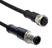 M12A12ML-12AFL-SD002 - AMPHENOL LTW - M12A12ML-12AFL-SD002 - Sensor Cable, A Coded, Black, M12 Plug, M12 Receptacle, 12 Positions, 2 m, 6.6 ft, M Series