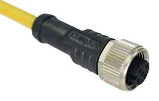 M12A-12BFFM-SL8A01 - AMPHENOL LTW - M12A-12BFFM-SL8A01 - Sensor Cable, A Coded, Black, M12 Receptacle, Free End, 12 Positions, 1 m, 3.3 ft, M Series