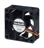 9RA0612G4001 - SANYO DENKI - 9RA0612G4001 - DC Axial Fan, 12 V, Square, 60 mm, 25 mm, Ball Bearing, 28.2 CFM