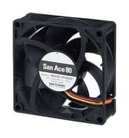 9RA0812G4001 - SANYO DENKI - 9RA0812G4001 - DC Axial Fan, 12 V, Square, 80 mm, 25 mm, Ball Bearing, 49.4 CFM