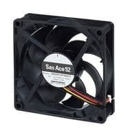 9RA0912F4001 - SANYO DENKI - 9RA0912F4001 - DC Axial Fan, 12 V, Square, 92 mm, 25 mm, Ball Bearing, 43.1 CFM