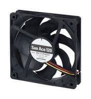 9RA1212A4001 - SANYO DENKI - 9RA1212A4001 - DC Axial Fan, 12 V, Square, 120 mm, 25 mm, Ball Bearing, 101.1 CFM