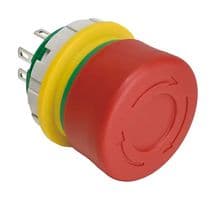 XW1E-BV3SG12TR - IDEC - XW1E-BV3SG12TR - Emergency Stop Switch, SPST-NO, DPST-NC, Pushlock Turn Reset/Push-Pull, Quick Connect, Solder Lug