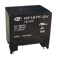HF167F-GV/12-HTF - HONGFA - HF167F-GV/12-HTF - Power Relay, SPST-NO, 12 VDC, 50 A, HF167F-GV Series, Through Hole, Non Latching