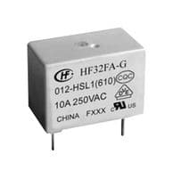 HF32FA-G/012-HL1(610) - HONGFA - HF32FA-G/012-HL1(610) - Power Relay, Subminiature, SPST-NO, 12 VDC, 10 A, HF32FA-G Series, Through Hole, Non Latching