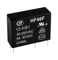 HF46F/12-HS1 - HONGFA - HF46F/12-HS1 - Power Relay, Subminiature, SPST-NO, 12 VDC, 5 A, HF46F Series, Through Hole, Non Latching
