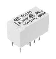 HFD3/12 - HONGFA - HFD3/12 - Signal Relay, 12 VDC, DPDT, 4 A, HFD3 Series, Through Hole, Non Latching