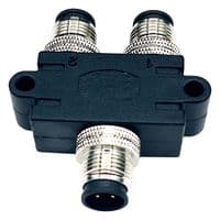 Y58-A08-MFFR001 - NORCOMP - Y58-A08-MFFR001 - Sensor Splitter, Y - Style, Cable Mount, 8 Position M12 Plug, 2 x 8 Position M12 Receptacle