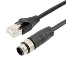 TRG504-C6B-3M - L-COM - TRG504-C6B-3M - Sensor Cable, D Coded, Black, IP67, M12 Plug, RJ45 Plug, 4 Positions, 3 m, 9.8 ft, TRG504 Series