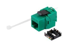 RJSBTLC6A-GRN - L-COM - RJSBTLC6A-GRN - Modular Connector, Tool-less IDC Keystone, RJ45 Jack, 1 x 1 (Port), 8P8C, Cat6a, Panel Mount