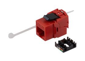 RJSBTLC6A-RED - L-COM - RJSBTLC6A-RED - Modular Connector, Tool-less IDC Keystone, RJ45 Jack, 1 x 1 (Port), 8P8C, Cat6a, Panel Mount