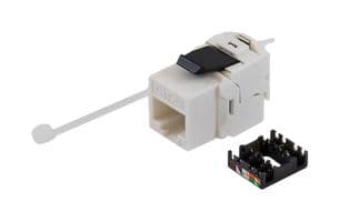 RJSBTLC6A-WHT - L-COM - RJSBTLC6A-WHT - Modular Connector, Tool-less IDC Keystone, RJ45 Jack, 1 x 1 (Port), 8P8C, Cat6a, Panel Mount