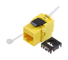RJSBTLC6A-YEL - L-COM - RJSBTLC6A-YEL - Modular Connector, Tool-less IDC Keystone, RJ45 Jack, 1 x 1 (Port), 8P8C, Cat6a, Panel Mount