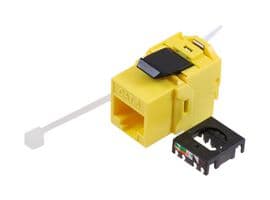 RJSBTLC6-YEL - L-COM - RJSBTLC6-YEL - Modular Connector, Tool-less IDC Keystone, RJ45 Jack, 1 x 1 (Port), 8P8C, Cat6, Panel Mount