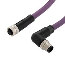 TRGB407-P3P-1M - L-COM - TRGB407-P3P-1M - Sensor Cable, 90° M12 Plug, M12 Receptacle, 4 Positions, 1 m, 3.3 ft