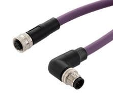 TRGB507-P3P-1M - L-COM - TRGB507-P3P-1M - Sensor Cable, 90° M12 Plug, M12 Receptacle, 5 Positions, 1 m, 3.3 ft