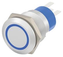 1-2213764-9 - TE CONNECTIVITY - 1-2213764-9 - Vandal Resistant Switch, Ring Illum, 24V LED, AV19 Series, 19 mm, SPST, Off-On, Off-(On)