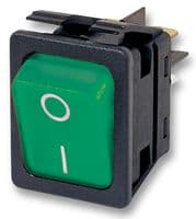 C6053ALNAM - BULGIN / PARTNER STOCK - C6053ALNAM - Rocker Switch, On-Off, DPST, Illuminated, Panel Mount, Green, 6050 Series