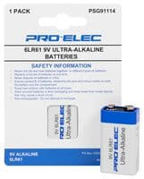 PELB1205 - PRO ELEC - PELB1205 - Battery, Ultra, Pack of 40, 9 V, PP3, Alkaline, 475 mAh, Snap Contact, 40