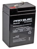 PEL01429 - PRO ELEC - PEL01429 - Rechargeable Battery, 6 V, Lead Acid, 4 Ah, T1 Terminals, 1