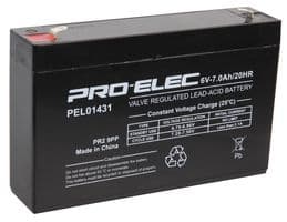 PEL01431 - PRO ELEC - PEL01431 - Rechargeable Battery, 6 V, Lead Acid, 7 Ah, T1 Terminals, 1