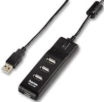 054590 - HAMA - 054590 - 4 Port USB 2.0 Hub with Power Switch, Black