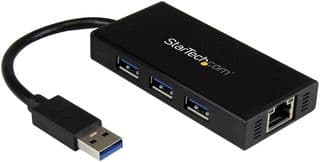 ST3300GU3B - STARTECH - ST3300GU3B - Hub, 3 Port Portable USB 3.0 Hub w/ Gigabit Ethernet Adapter NIC, Aluminum w/ Cable