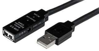 USB2AAEXT15M - STARTECH - USB2AAEXT15M - USB Cable, NA, UK, EU, Type A Plug to Type A Receptacle, 15 m, 49.2 ft, USB 2.0, Black