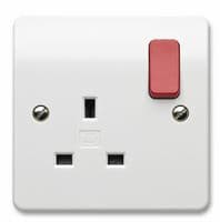 K2757D1WHI - HONEYWELL - K2757D1WHI - Logic Plus 13A 1 Gang DP Switched Socket, White with Red Rocker