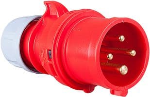 014-6 - PCE - 014-6 - Pin & Sleeve Connector, 16 A, 400 V, Cable Mount, Plug, 3P+E, Red
