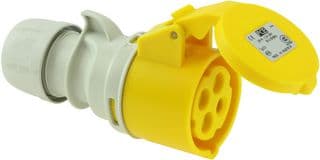 214-4 - PCE - 214-4 - Pin & Sleeve Connector, 16 A, 110 V, Cable Mount, Socket, 3P+E, Yellow