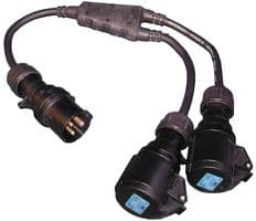 A84 - PCE - A84 - 16A 230V Y SPLIT PLUG 2 X CONN