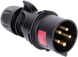 025-6X - PCE - 025-6X - Pin & Sleeve Connector, 32 A, 415 V, Cable Mount, Plug, 3P+N+E, Black