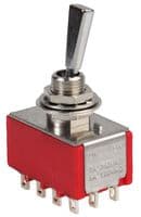 1M41T6B11M1QE - MULTICOMP PRO - 1M41T6B11M1QE - Toggle Switch, Miniature, On-None-On, 4PDT, Non Illuminated, 1M, Panel Mount, 5 A