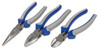 D00123 - DURATOOL - D00123 - Pliers Set, 3 Pieces of Diagonal, Combination and Long Nose Pliers