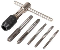 D00193 - DURATOOL - D00193 - Tap and Wrench Set, 6 Pieces of M3 x 0.5, M4 x 0.7, M5 x 0.8, M6 x 1.0, M8 x 1.25mm T-Bar Wrenches