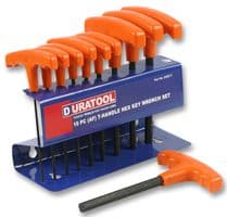 D01822 - DURATOOL - D01822 - Hex Key Set, T Handle, Ball End, Steel, 2.5 mm - 10 mm, 10 Piece