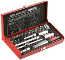 D01917 - DURATOOL - D01917 - 22 Piece Drive Socket Set Supplied in a Metal Case