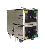 RJSAE-5081-02 - AMPHENOL COMMUNICATIONS SOLUTIONS - RJSAE-5081-02 - RJ45 CONN, R/A JACK, 8P8C, 2PORT, TH