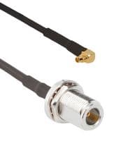 095-900-586M100. - AMPHENOL RF - 095-900-586M100. - MMCX RIGHT ANGLE PLUG TO N-TYPE STRAIGHT BULKHEAD JACK IP67 RG-174 1 METER 09AN7357