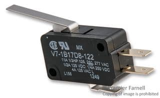 V7-1B17D8-122 - HONEYWELL - V7-1B17D8-122 - MICRO SW, STRAIGHT LEVER, SPDT, 11A 277V