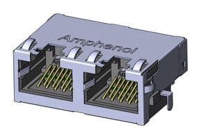 RJE722881401. - AMPHENOL COMMUNICATIONS SOLUTIONS - RJE722881401. - RJ45 CONN, R/A JACK, 8P8C, 2GANGED, TH