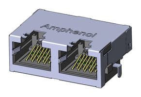 RJE722886401. - AMPHENOL COMMUNICATIONS SOLUTIONS - RJE722886401. - RJ45 CONN, R/A JACK, 8P8C, 2GANGED, TH