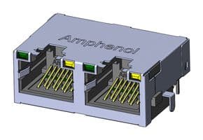 RJE722886412. - AMPHENOL COMMUNICATIONS SOLUTIONS - RJE722886412. - RJ45 CONN, R/A JACK, 8P8C, 2GANGED, TH