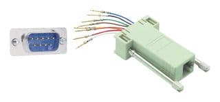 RA098M - L-COM - RA098M - ADAPTOR, 9POS D-SUB PLUG/8POS JACK RJ45